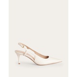 Boden Cut-out Sling Back Heels - Off White Tumbled Leather