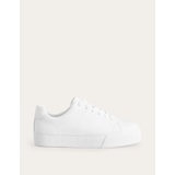 Boden Leather Flatform Trainers - White Tumbled Leather