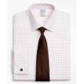 Stretch Regent Regular-Fit Dress Shirt, Non-Iron Twill Ainsley Collar French Cuff Grid Check