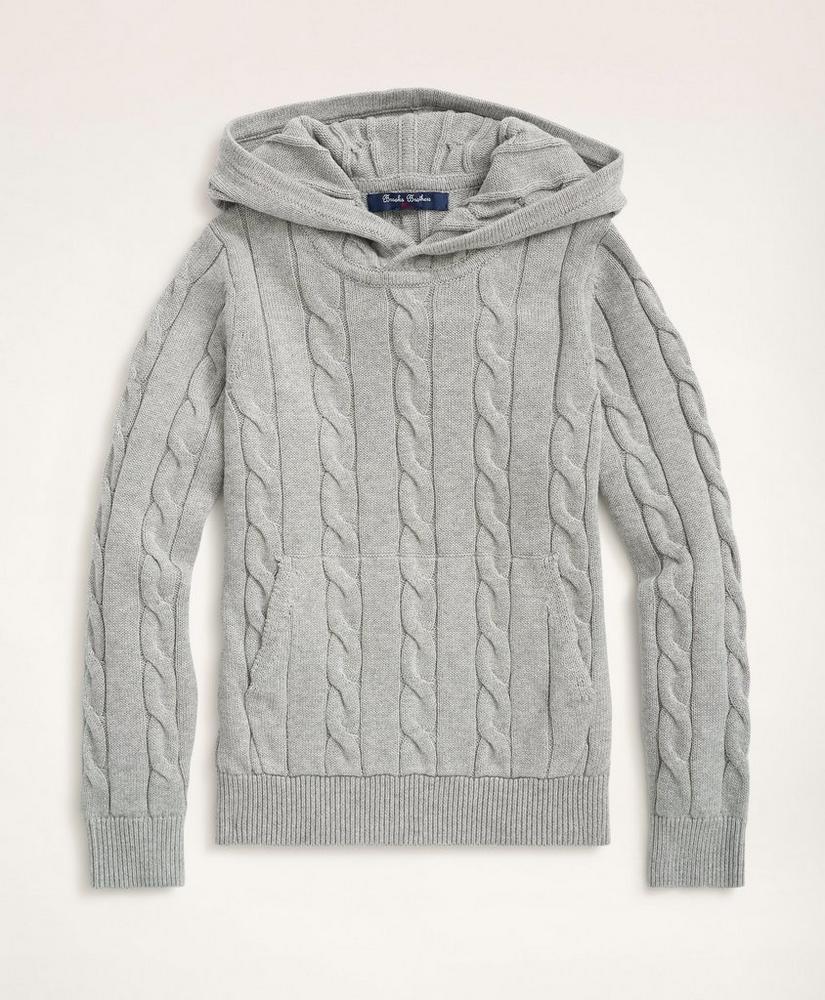 브룩스브라더스 Boys Cotton Cable-Knit Hoodie Sweater
