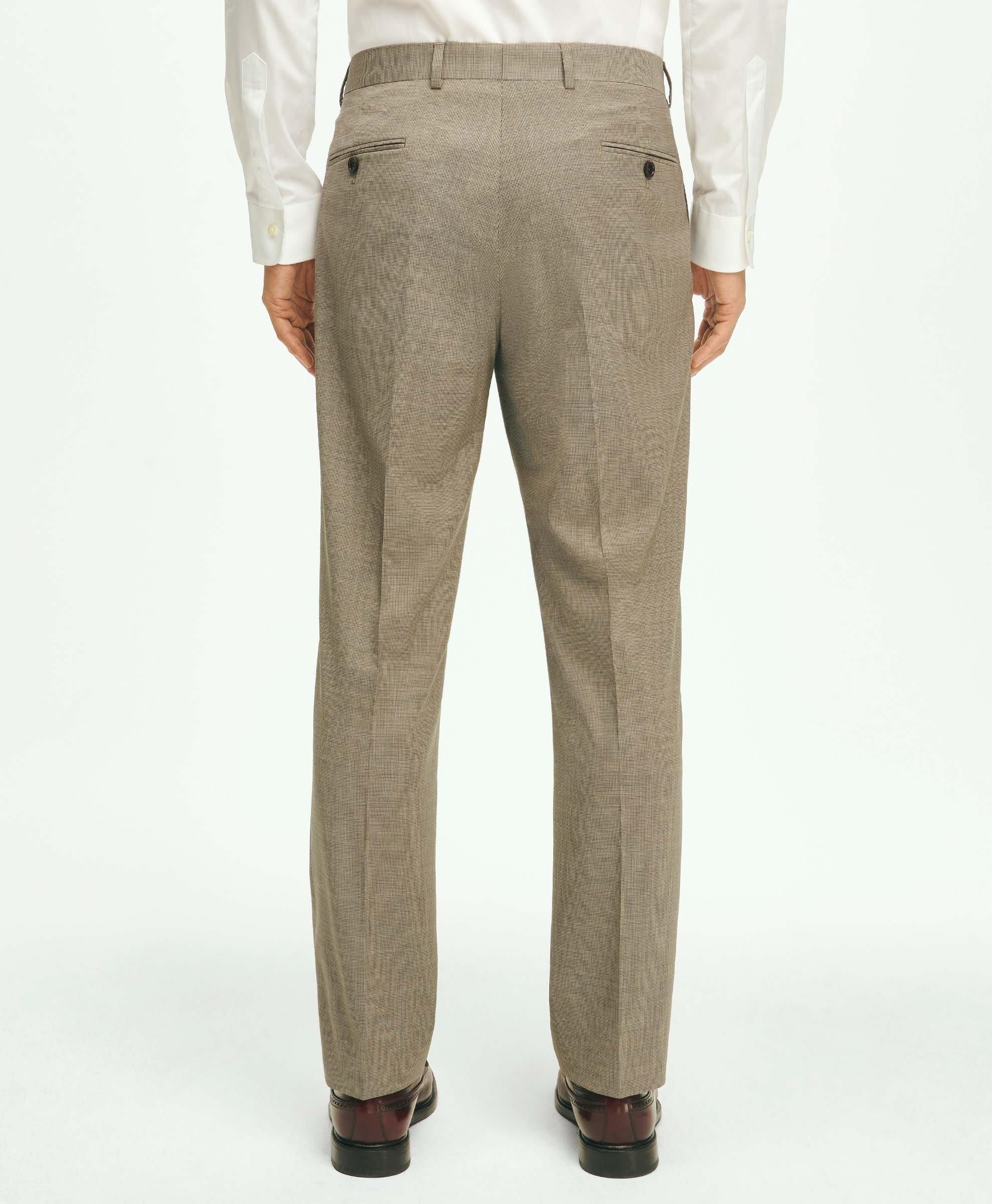 브룩스브라더스 Classic Fit Stretch Wool Mini-Houndstooth 1818 Dress Trousers