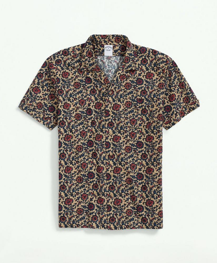 브룩스브라더스 Cotton Short Sleeve Camp Collar Shirt In Batik-Inspired Floral Print