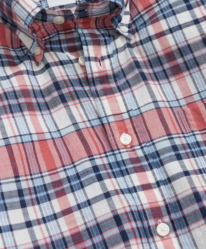 브룩스브라더스 Washed Cotton Madras Button-Down Collar Sport Shirt