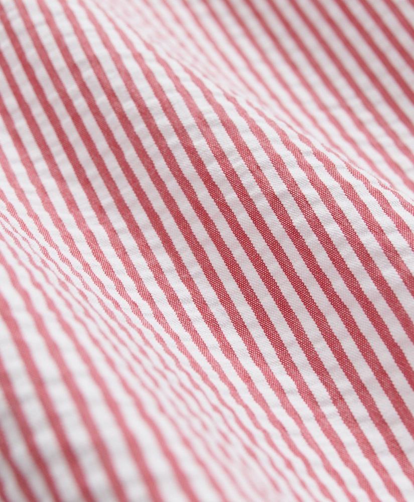 브룩스브라더스 Washed Cotton Seersucker Button-Down Collar, Stripe Short-Sleeve Sport Shirt