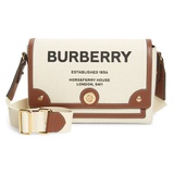 Burberry Note Horseferry Print Canvas & Leather Crossbody Bag_NATURAL/ TAN