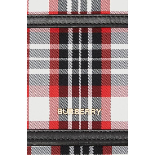 버버리 Burberry Mini Tartan Nylon & Leather Pocket Bag_RED/ WHITE