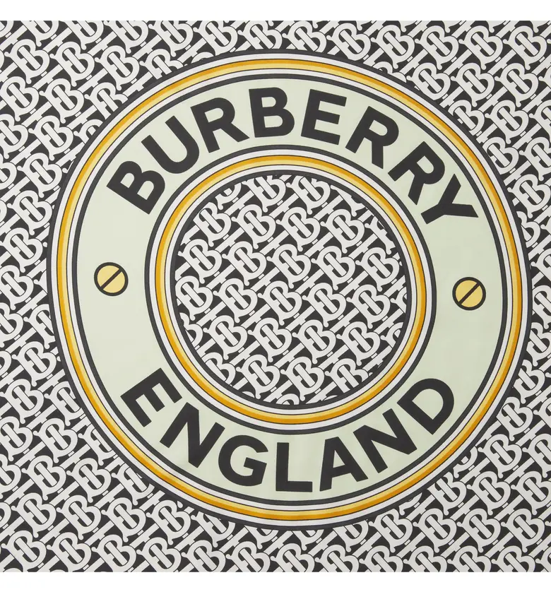 버버리 Burberry Logo Archive Print Silk Twill Scarf_MONOCHROME