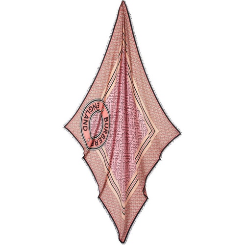 버버리 Burberry TB Monogram & Logo Wool & Silk Scarf_CANDY PINK
