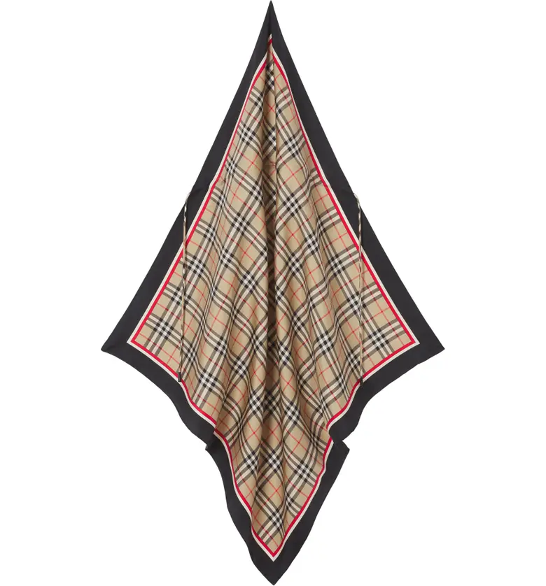 버버리 Burberry Vintage Check Drawcord Silk Scarf_ARCHIVE BEIGE