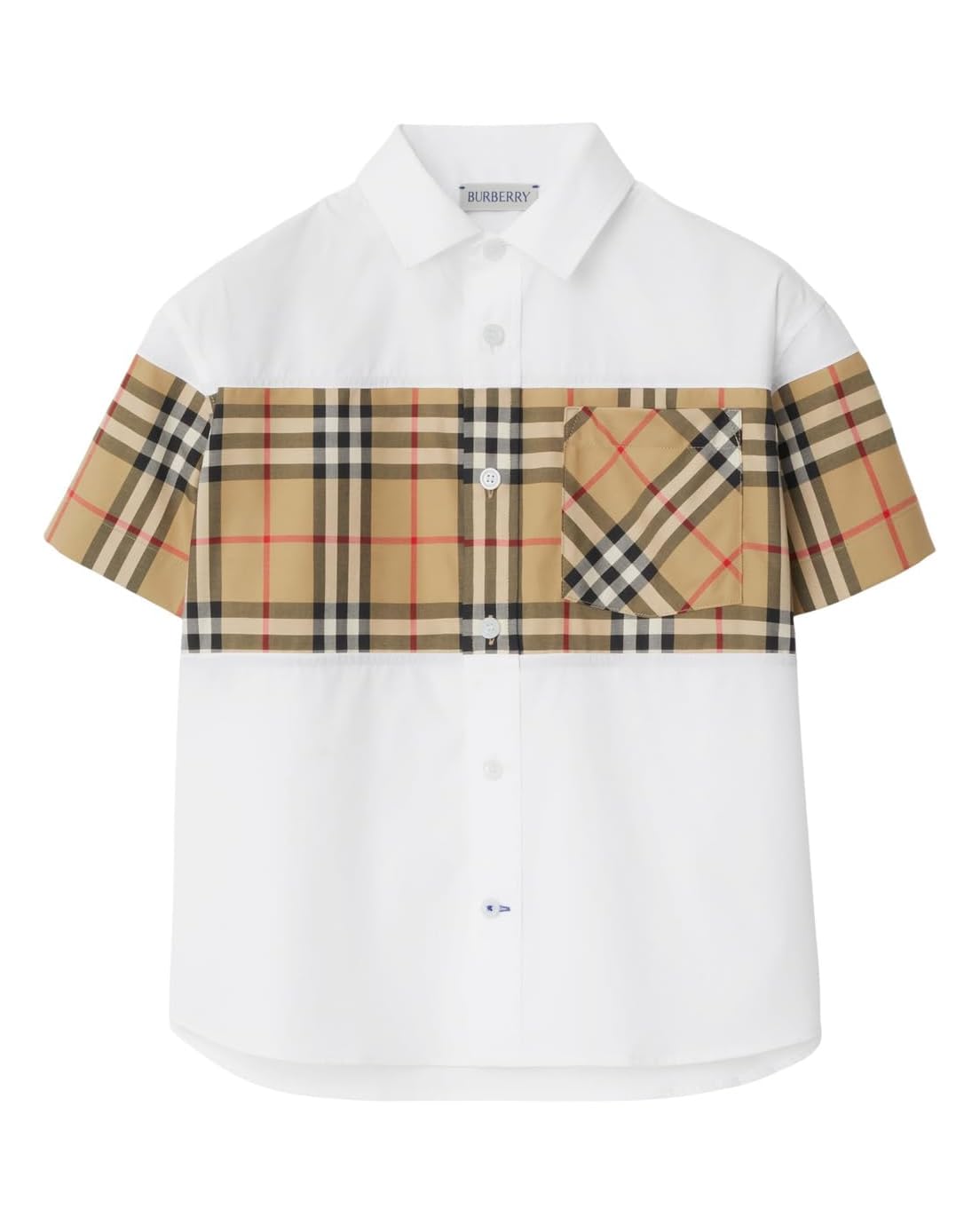 Burberry Kids Devon Short Sleeve Check Panel Shirt (Toddler/Little Kid/Big Kid)