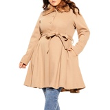 City Chic Blushing Belle Faux Fur Collar Coat_TAUPE