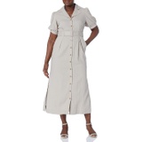 Calvin Klein Womens Short Sleeve Belted Maxi Shirt Dress