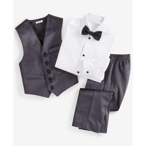  Toddler Boys Dress Shirt Vest Pants and Bow-Tie 4 Piece Set