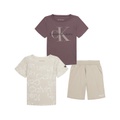 Toddler Boys 2 Logo T-shirts and French Terry Shorts 3 Piece set