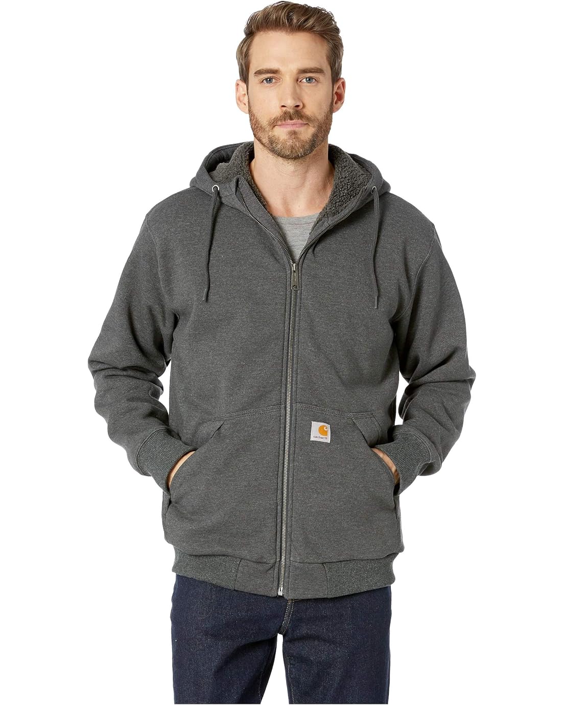 Carhartt Rain Defender Rockland Sherpa Lined Full Zip Hooded Sweatshirt