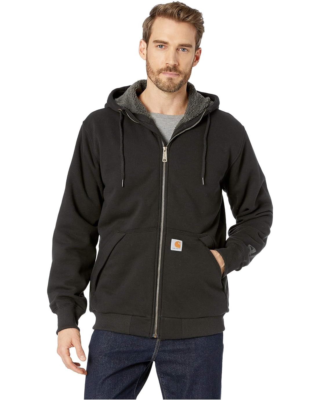 Carhartt Rain Defender Rockland Sherpa Lined Full Zip Hooded Sweatshirt