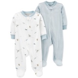 Baby Boys Dog Print Zip Up Footed Coveralls Pack of 2