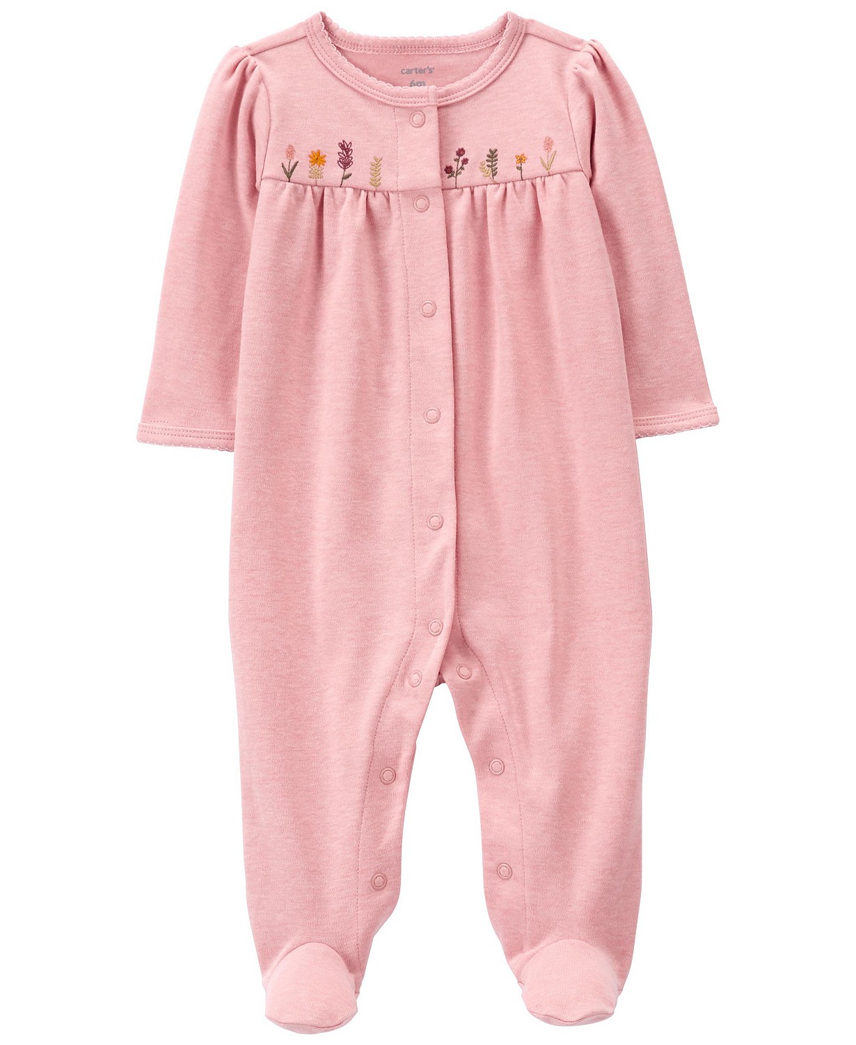 Baby Girls Floral Snap Up Cotton Sleep and Play