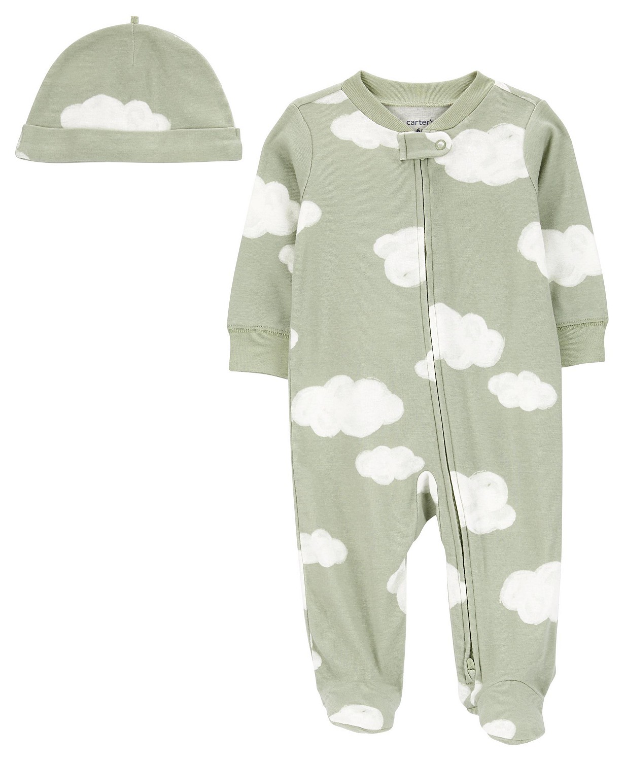 Baby Boys or Baby Girls Cloud Zip Up Sleep and Play and Cap 2 Piece Set