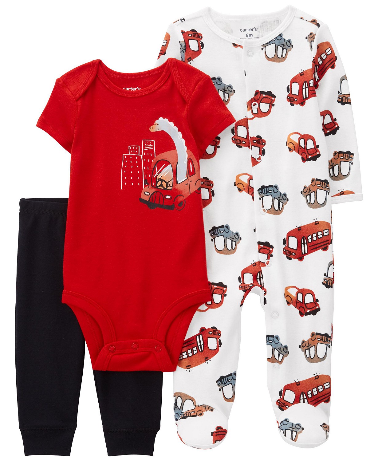 Baby Boys and Baby Girls 3-Piece Sleep and Play Bodysuit and Pants Set