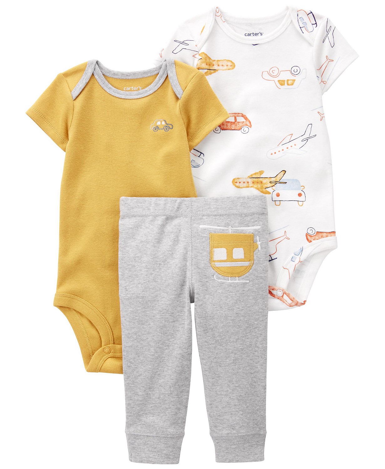 Baby Boys Helicopter Bodysuit and Pants 3 Piece Set