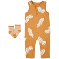 Baby Boys Feather Jumpsuit and Socks 2 Piece Set