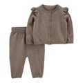 Baby Girls Button Front Cardigan and Pant 2 Piece Set