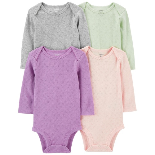 카터스 Baby Girls Long Sleeve Bodysuits Pack of 4