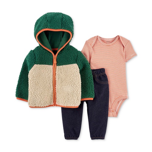 카터스 Baby Boys Colorblocked Faux-Sherpa Jacket Bodysuit and Pants 3 Piece Set