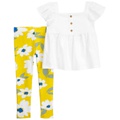 Baby Girls Eyelet Top and Floral Leggings 2 Piece Set