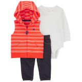 Baby Boys Striped Little Jacket Bodysuit and Pants 3 Piece Set