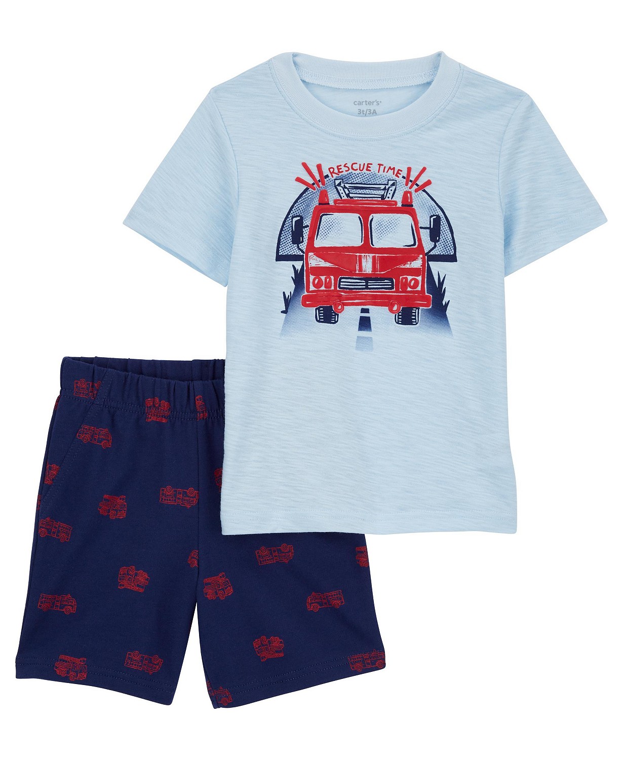 Baby Boys Firetruck T-shirt and Shorts 2 Piece Set