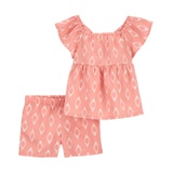 Baby Girls Linen Top and Shorts 2 Piece Set
