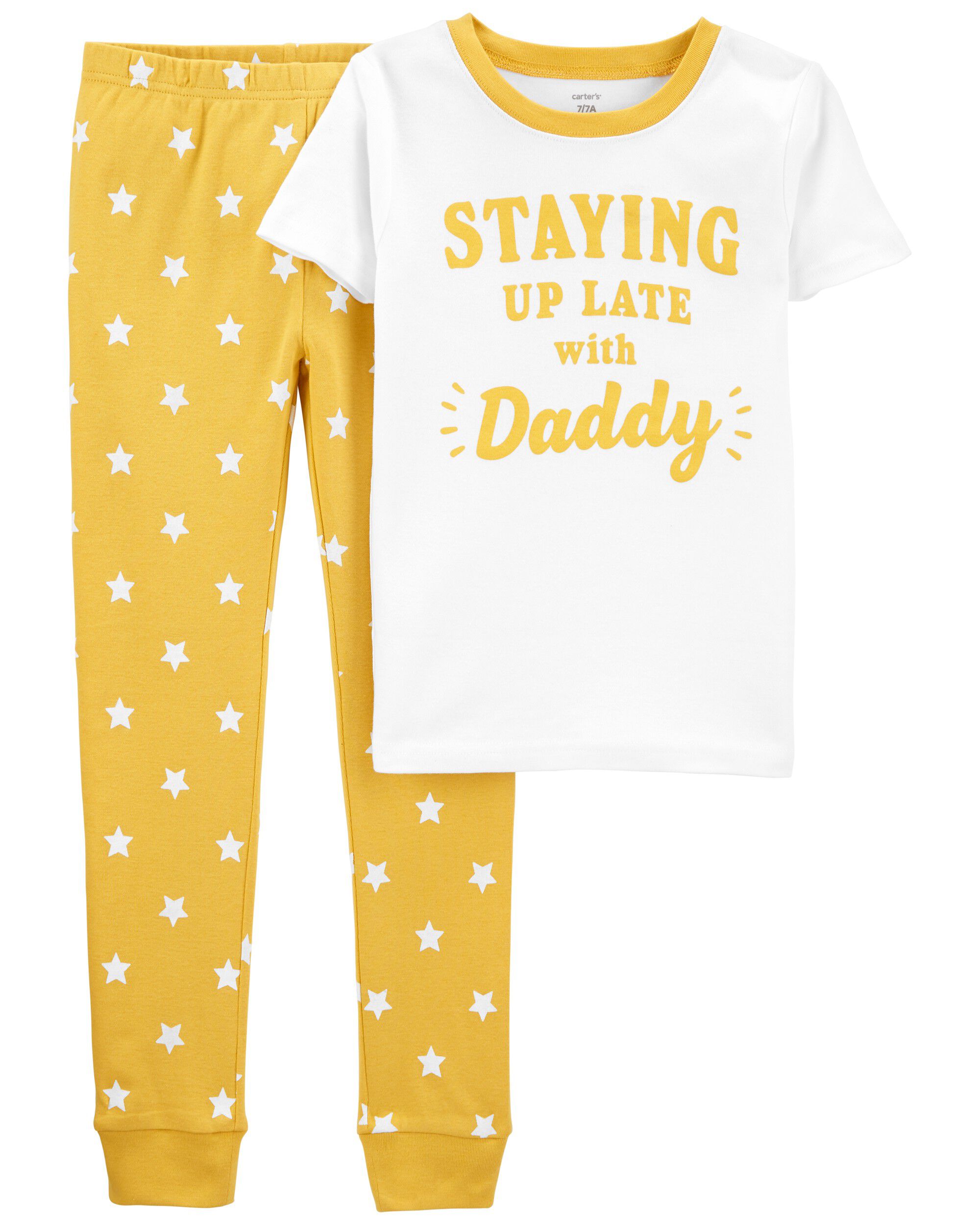 Carters Kid 2-Piece Up Late With Daddy 100% Snug Fit Cotton PJs