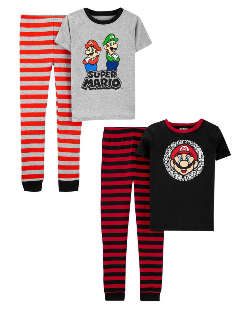 Carters 4-Piece Super Mario Bros 100% Snug Fit Cotton PJs