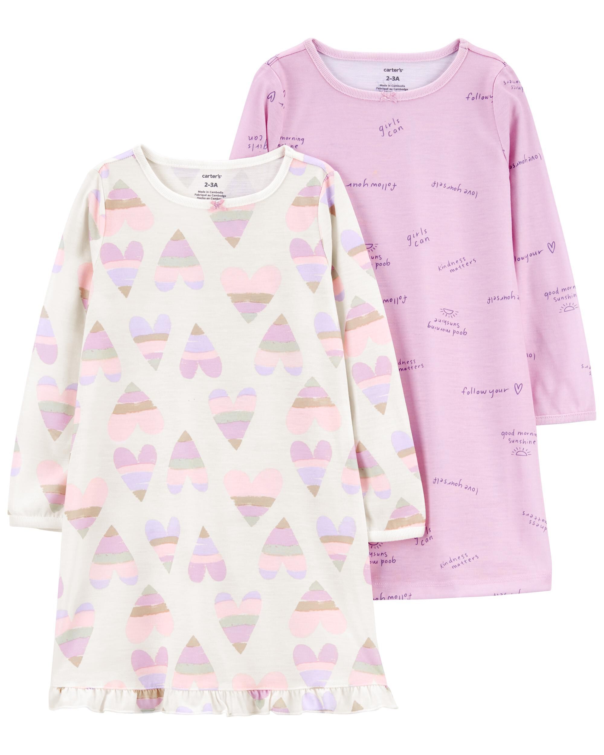 Carters 2-Pack Hearts Nightgowns
