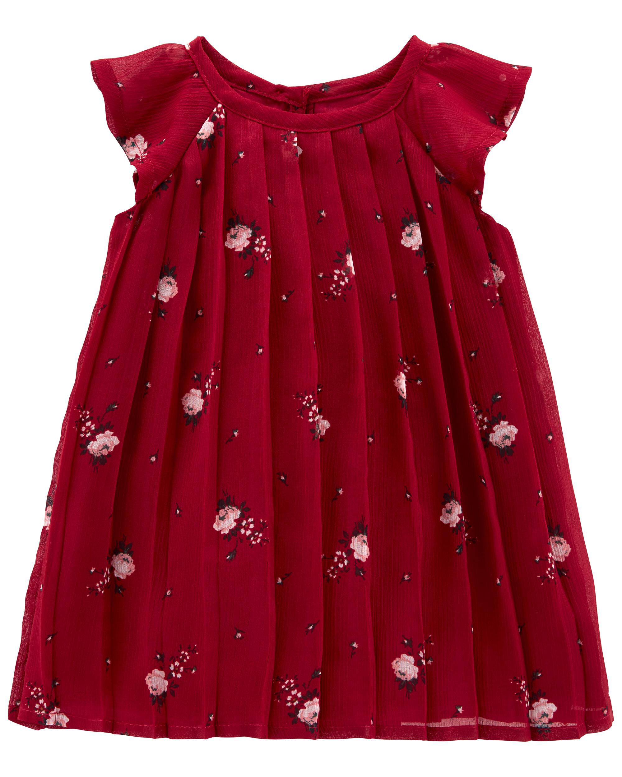 Carters Baby Pleated Chiffon Floral Dress