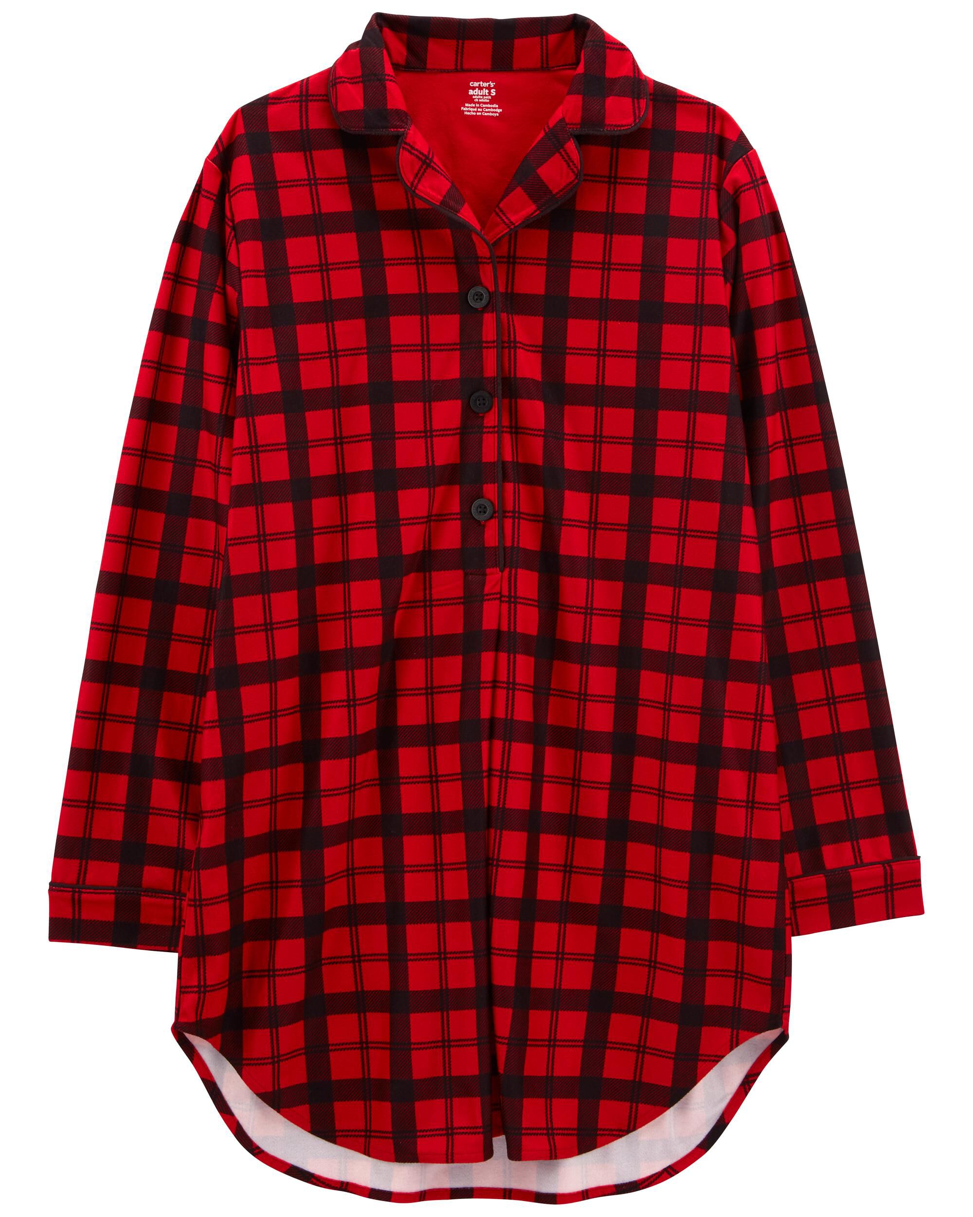 Carters Adult Plaid Fleece Night Gown