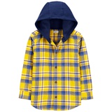 Carters Kid Plaid Button-Front Hooded Shirt