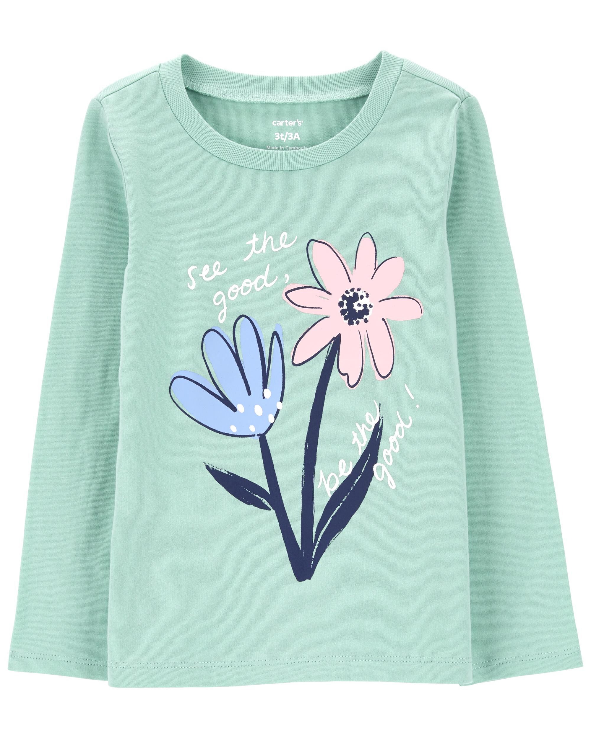 Carters Kid Floral Be The Good Jersey Tee
