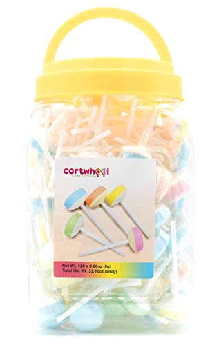 Cartwheel Confections: 120 Double Lollies Individually Wrapped Bulk Candy, Sweet Tart Lollipops, Pastel-Colored Double Lollies Lollipops, Cheerleader Lollies, Bulk Suckers and Loll