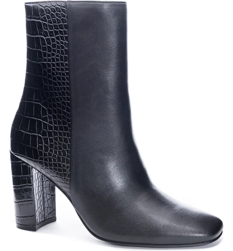 Chinese Laundry Kind Square Toe Bootie_BLACK FAUX LEATHER