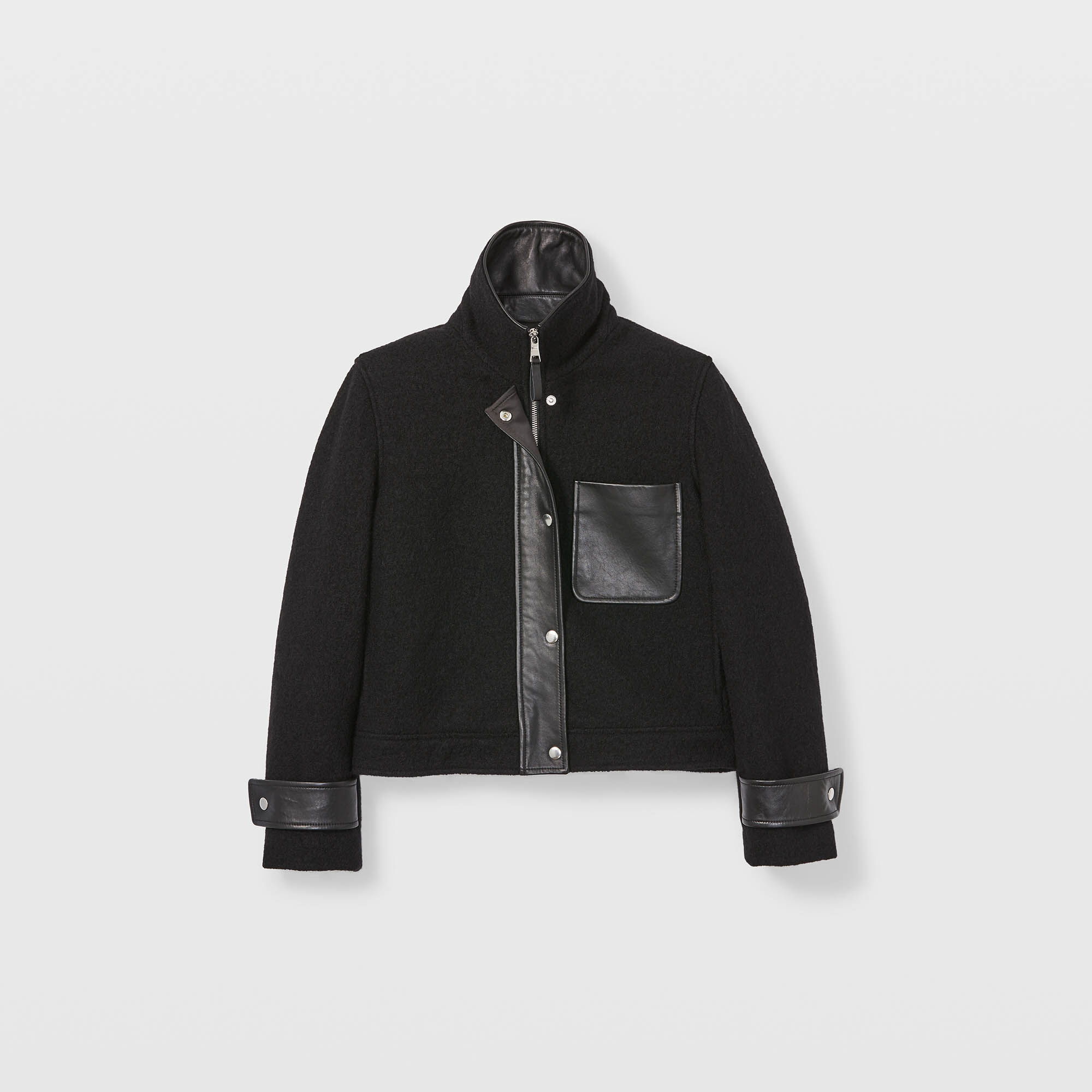클럽모나코 Cropped Leather Jacket