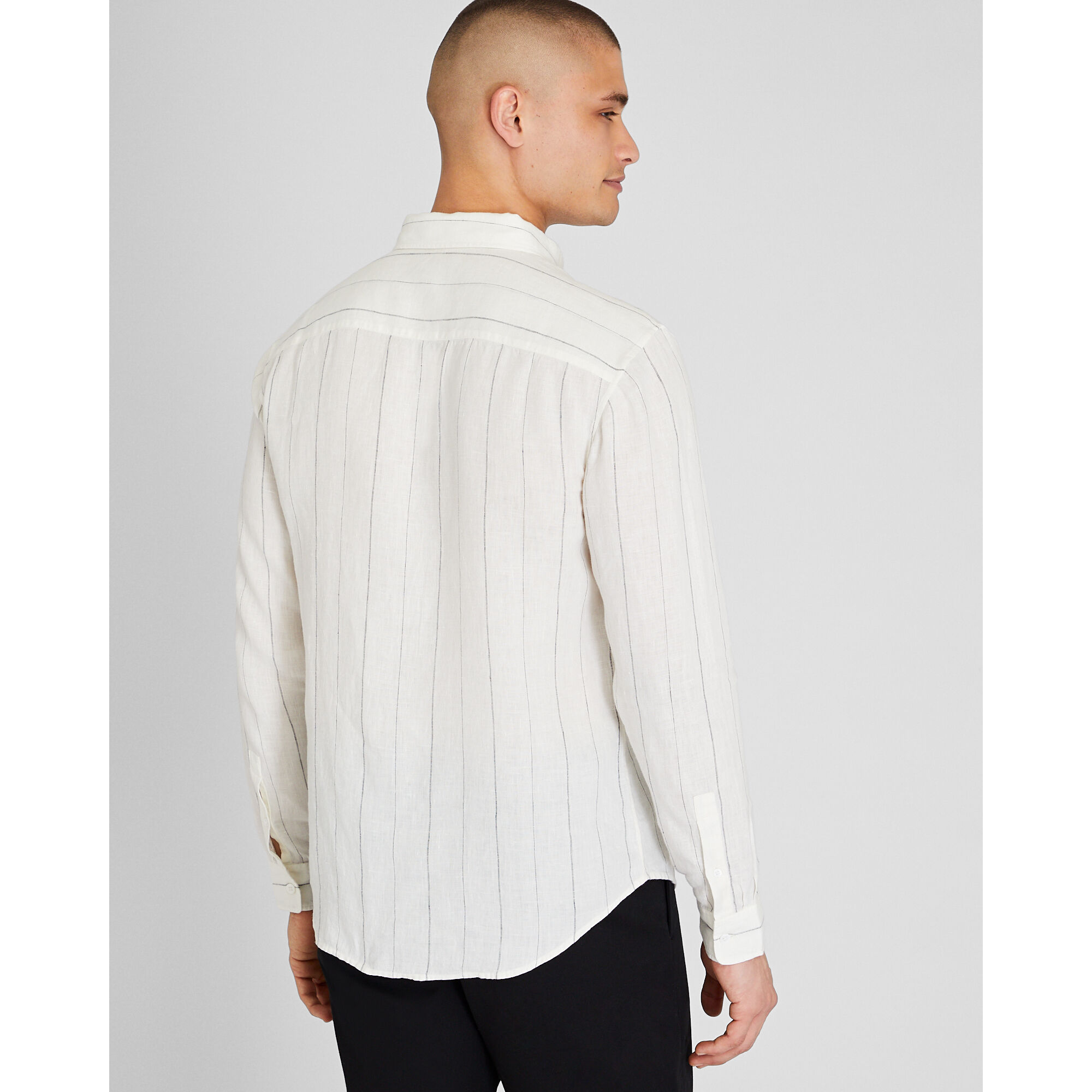 클럽모나코 Long Sleeve Stripe Linen Shirt