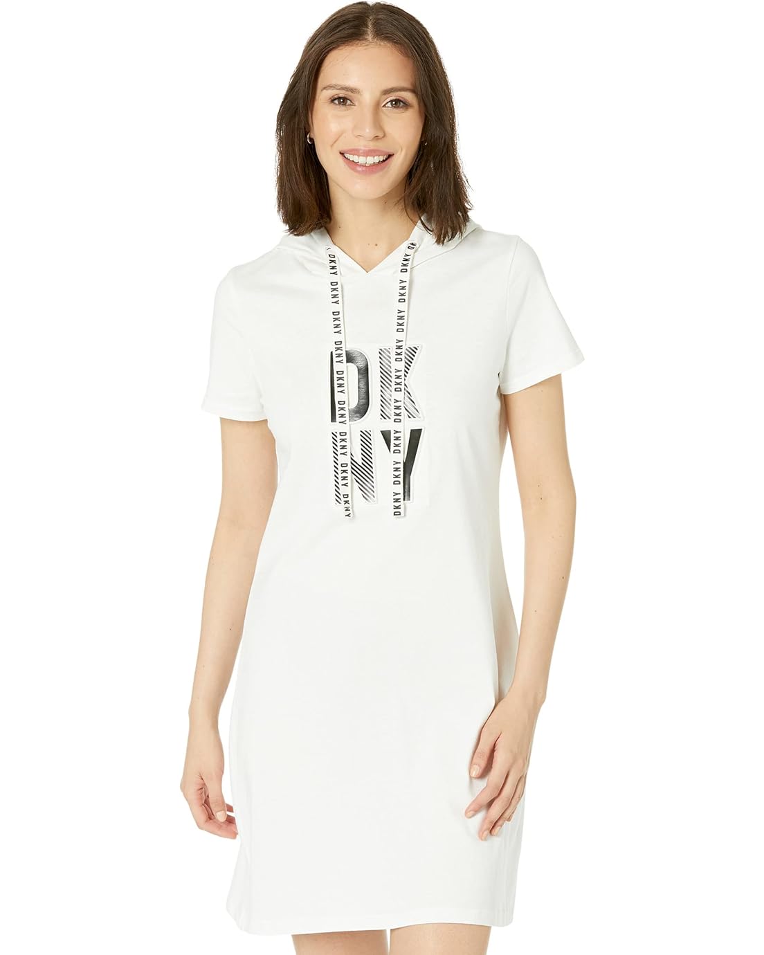 DKNY Short Sleeve Hoodie Tee Dress