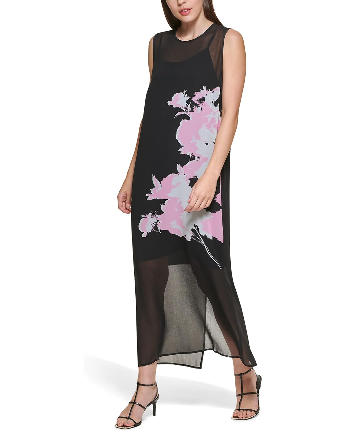 DKNY Printed Sleeveless Midi Dress