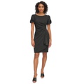 Petite Puff-Sleeve Side-Ruched Dress