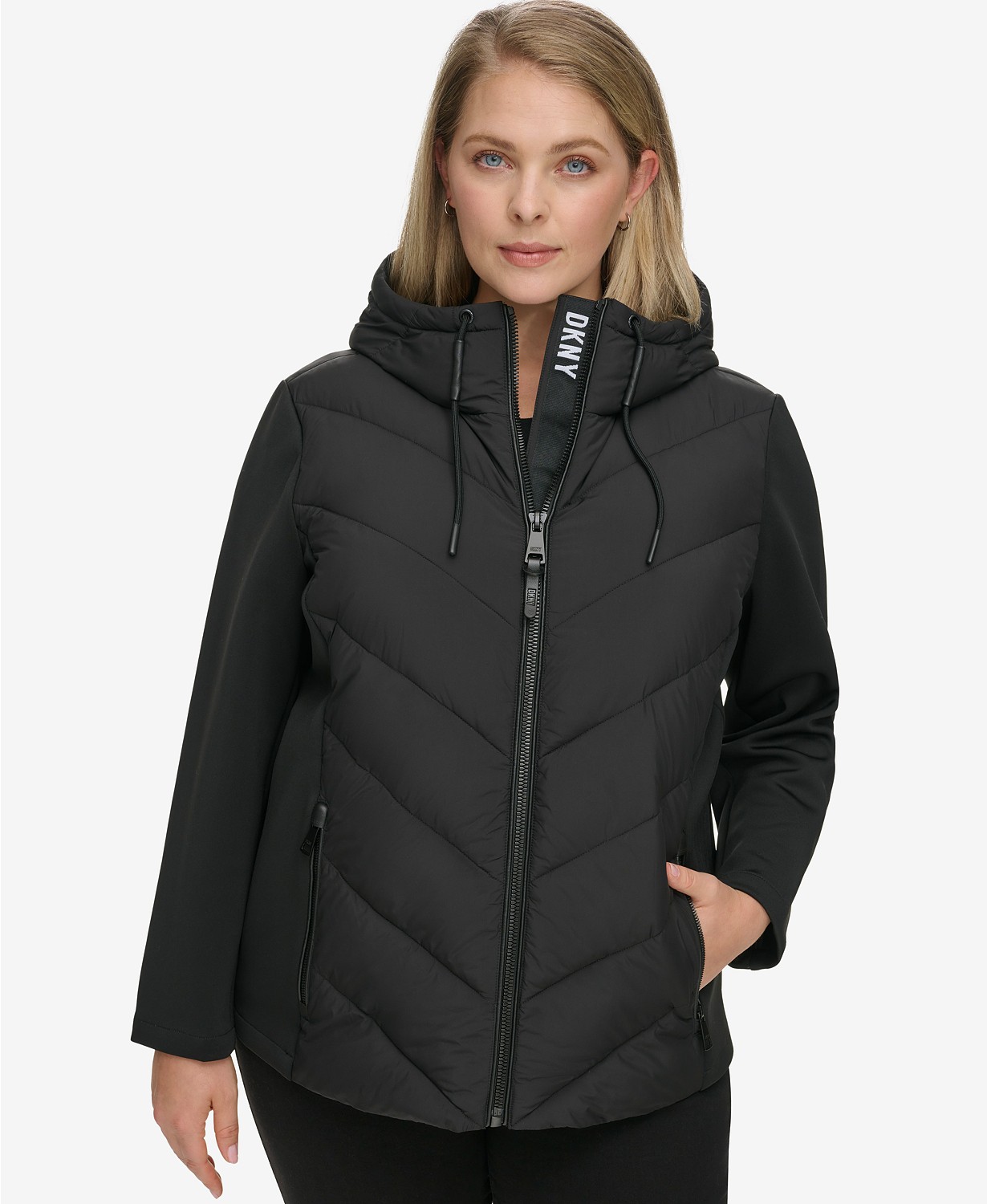 Womens Plus Size Hooded Scuba Packable Puffer Coat