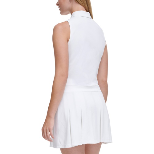 DKNY Womens Tech Pique Half-Zip Pleated Dress