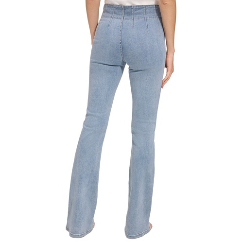 DKNY Womens Zip-Fly Mid-Rise Flare-Leg Denim Jeans